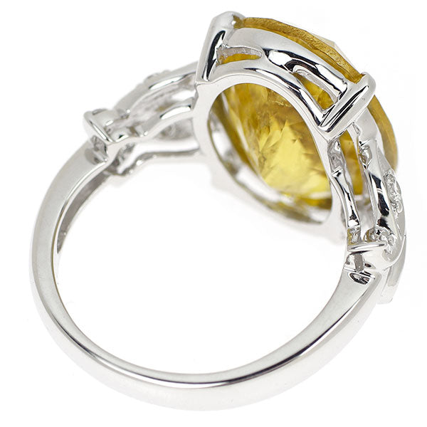 K18WG カナリーイエロートルマリン ダイヤモンド リング 8.579ct D0