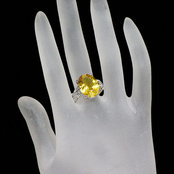K18WG カナリーイエロートルマリン ダイヤモンド リング 8.579ct D0