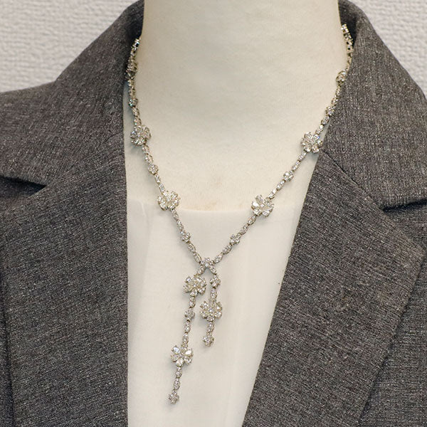 Pt850 ダイヤモンド ネックレス 16.30ct フラワー 《セルビー銀座店》【中古】