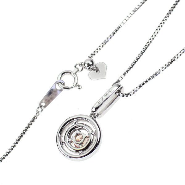 K18WG 天然ピンク/カラーレスダイヤモンド ペンダントネックレス 0.40ct