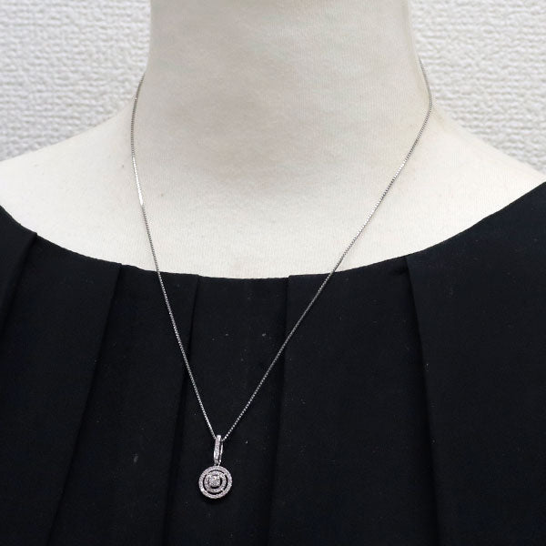 K18WG 天然ピンク/カラーレスダイヤモンド ペンダントネックレス 0.40