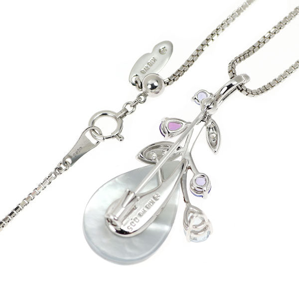 田崎真珠 K18WG マベ 真珠/パール タンザナイト アメジスト アクアマリン ダイヤモンド NC兼BC D0.05ct 植物