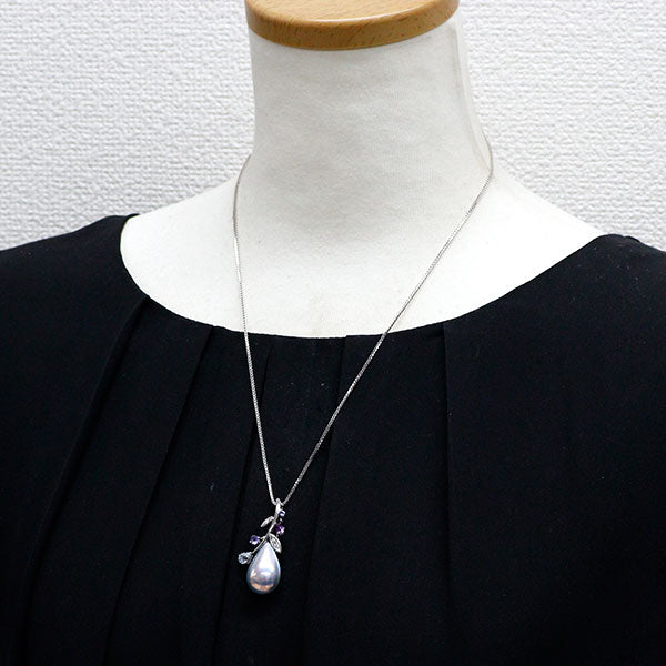 田崎真珠 K18WG マベ 真珠/パール タンザナイト アメジスト アクアマリン ダイヤモンド NC兼BC D0.05ct 植物