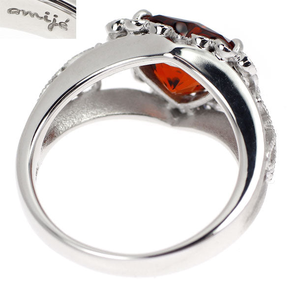 野嶋浩/amije K18WG ハートシェイプ ガーネット ダイヤモンド リング 4.28ct D0.32ct