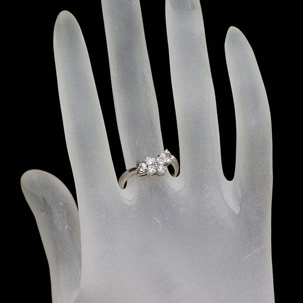 三越 希少 Pt900 天然ピンク/カラーレス ダイヤモンド リング 0.50ct フラワー