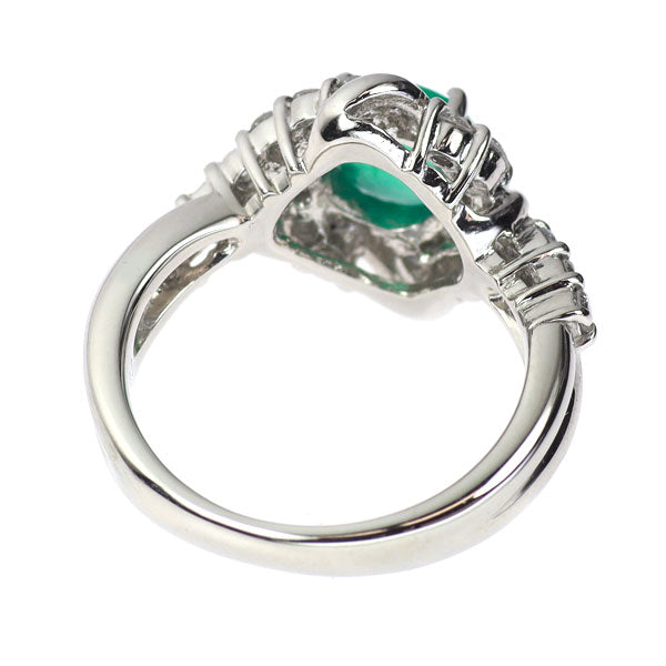 Pt900 エメラルド キャッツアイ ダイヤモンド リング 0.95ct D0.53ct