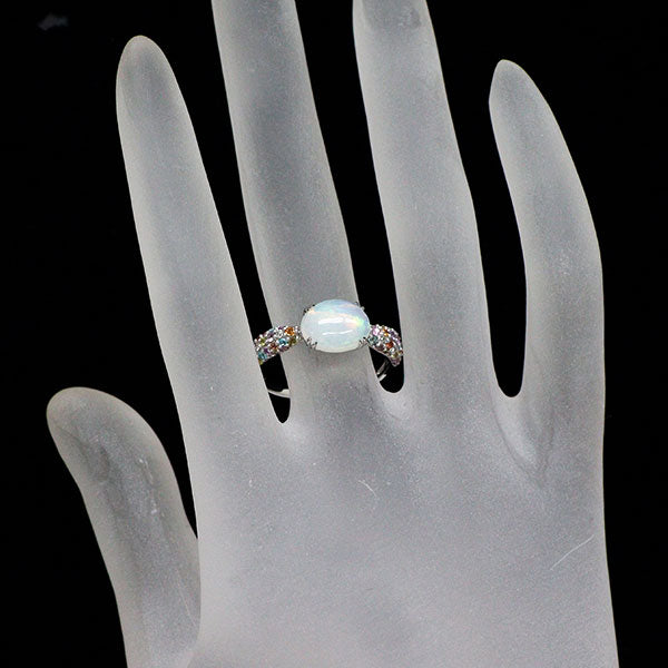 K18WG オパール カラーサファイア パライバトルマリン ダイヤ リング 1.00ct CS0.38ct T0.07ct D0.07ct
