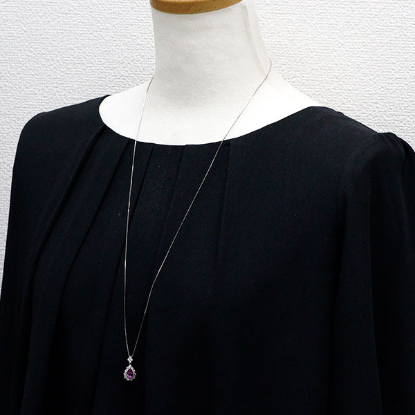 Pt パープルサファイア ダイヤモンド ペンダントネックレス 1.70ct D0.69ct