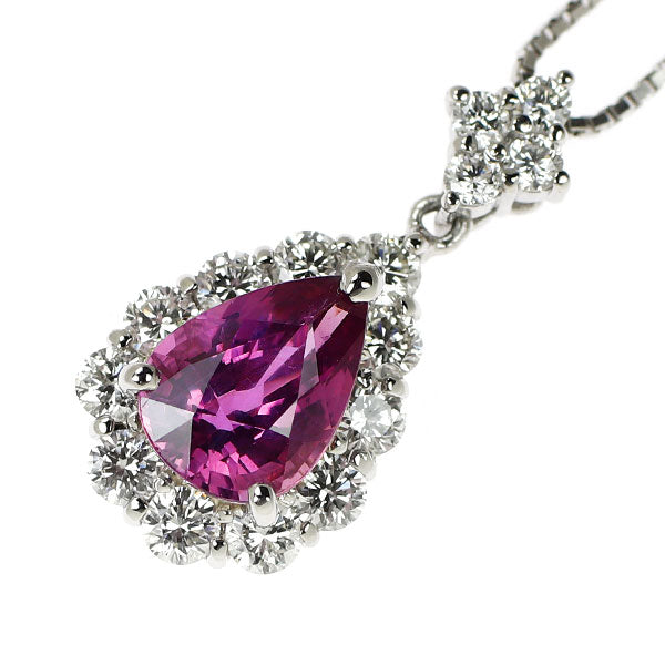 Pt パープルサファイア ダイヤモンド ペンダントネックレス 1.70ct D0.69ct