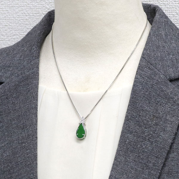 Pt 翡翠 ダイヤモンド ペンダントネックレス 0.94ct D0.26ct