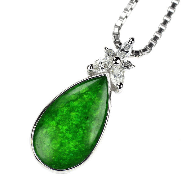 Pt 翡翠 ダイヤモンド ペンダントネックレス 0.94ct D0.26ct