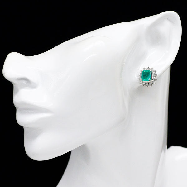 Pt900 エメラルド ダイヤモンド ピアス 3.46ct D1.41ct