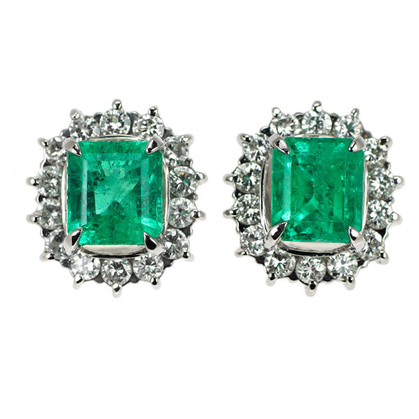 Pt900 エメラルド ダイヤモンド ピアス 3.46ct D1.41ct