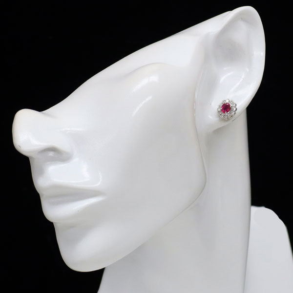 Pt900 ルビー ダイヤモンド ピアス R1.02ct D0.473ct