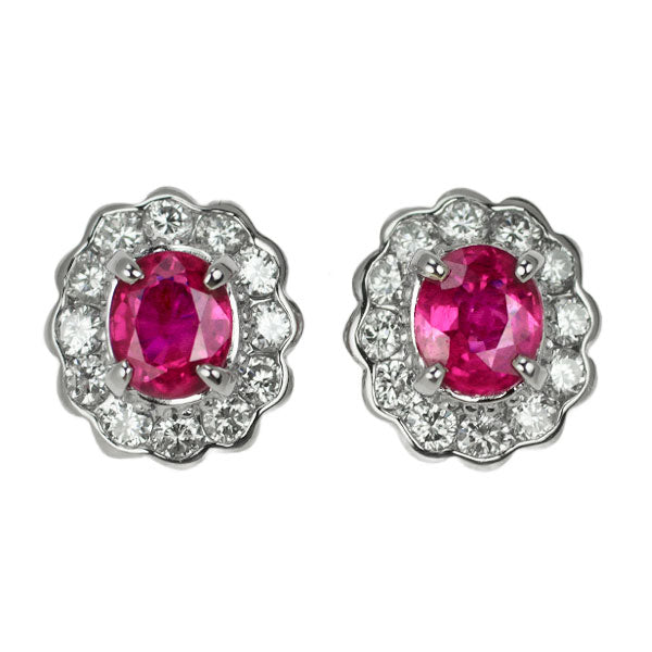 Pt900 ルビー ダイヤモンド ピアス R1.02ct D0.473ct