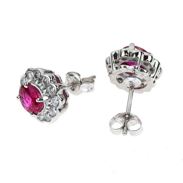 Pt900 ルビー ダイヤモンド ピアス R1.02ct D0.473ct