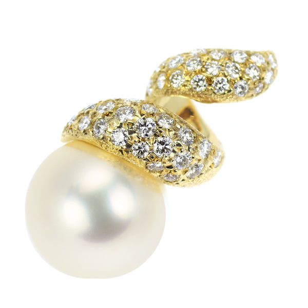 ミキモト K18YG 白蝶真珠 ダイヤモンド ペンダントトップ 径約12.1mm D0.61ct