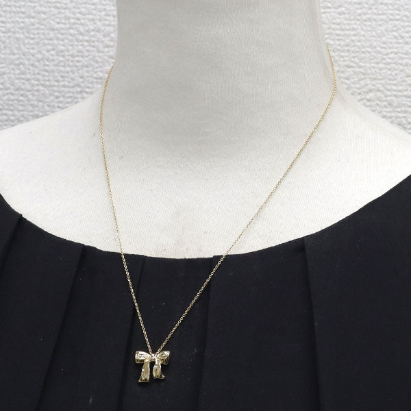 ティファニー K18YG ペンダントネックレス リボン 左利き用