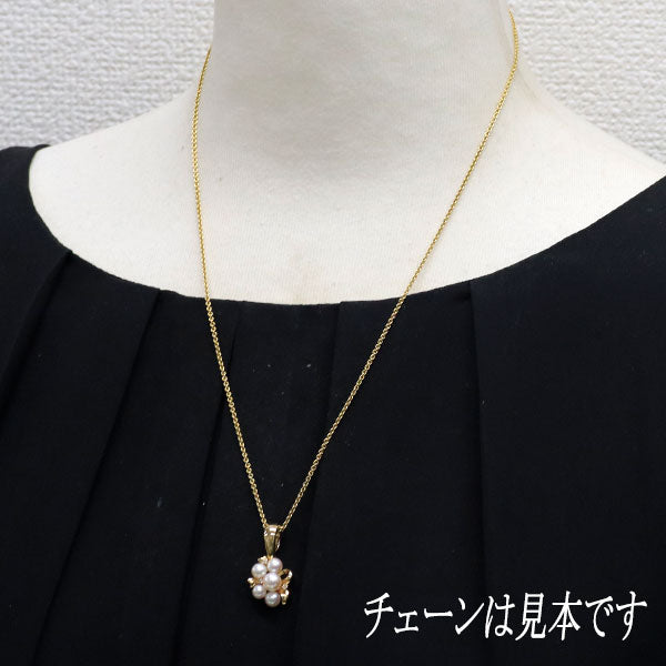 田崎真珠 K18YG アコヤ 真珠/パール ダイヤモンド ペンダントトップ 径約4.0-5.3mm D0.03ct