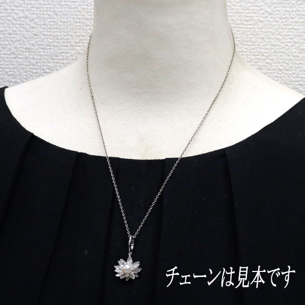 田崎真珠 K18WG アコヤ 真珠/パール ダイヤモンド ペンダントトップ 径約5.9mm D0.04ct フラワー