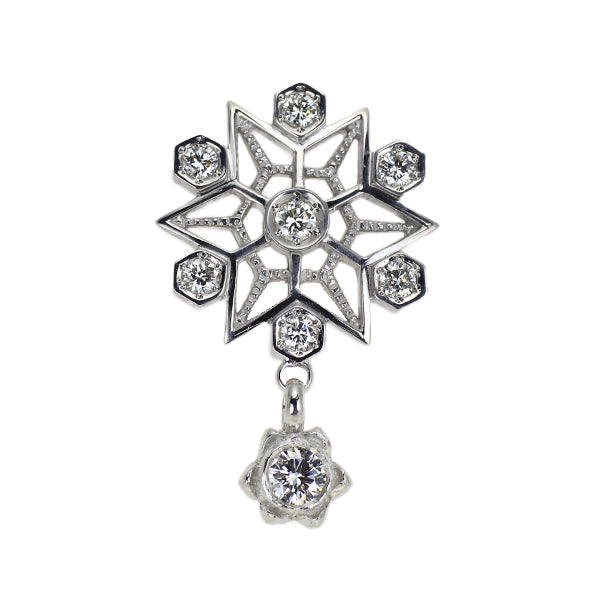 K18WG ダイヤモンド ピンブローチ 0.13ct D0.25ct