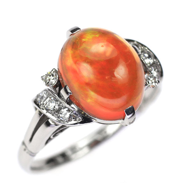 Pt850 ファイアーオパール ダイヤモンド リング 2.97ct D0.15ct ヴィンテージ製品【ヒスコレ】