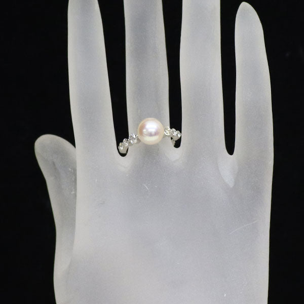 Pt900 アコヤ 真珠 ダイヤモンド リング 径約8.5mm D0.45ct — セルビー