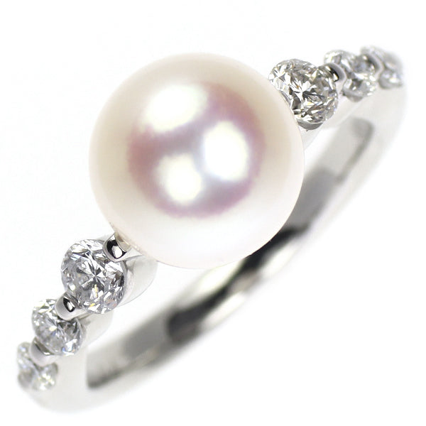 pt900 あこや真珠 ダイヤモンドリング Pt900 アコヤ 真珠 ダイヤモンド リング 径約8.5mm D0.45ct — セルビー