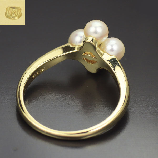 ミキモト K18YG アコヤベビー 真珠 ダイヤモンド リング 径約3.9mm  