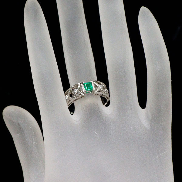 Pt900 エメラルド ダイヤモンド リング 0.34ct D0.08ct