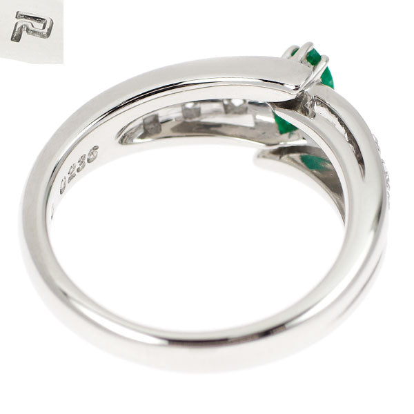 ポーラ Pt900 マーキス エメラルド ダイヤモンド リング 0.20ct D0.24ct