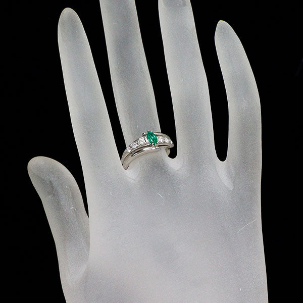 ポーラ Pt900 マーキス エメラルド ダイヤモンド リング 0.20ct D0.24ct
