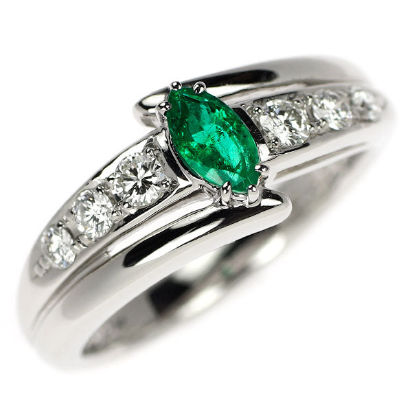 ポーラ Pt900 マーキス エメラルド ダイヤモンド リング 0.20ct D0.24ct