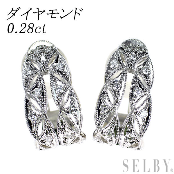 Pt900/K18WG ダイヤモンド イヤリング 0.28ct アンティークレース
