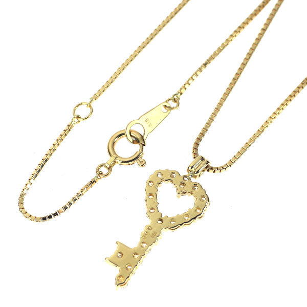 K18YG ダイヤモンド ペンダントネックレス 0.52ct  鍵モチーフ ハート