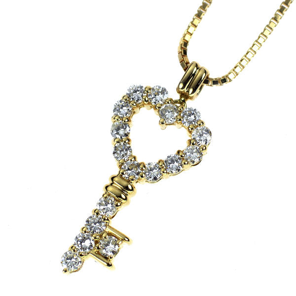 K18YG ダイヤモンド ペンダントネックレス 0.52ct  鍵モチーフ ハート