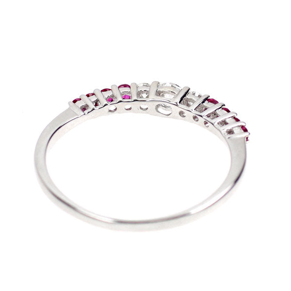 K18WG ダイヤモンド ルビー リング D0.14ct R0.17ct  一文字