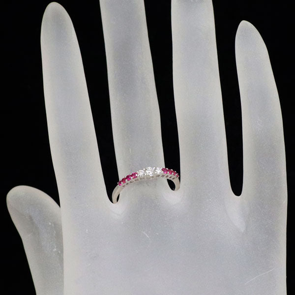 K18WG ダイヤモンド ルビー リング D0.14ct R0.17ct  一文字