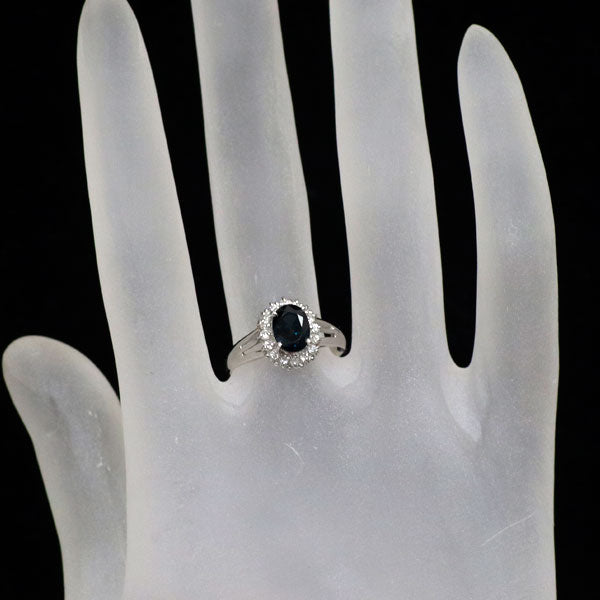 Pt850 サファイア ダイヤモンド リング 1.32ct D0.18ct