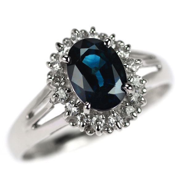 Pt850 サファイア ダイヤモンド リング 1.32ct D0.18ct