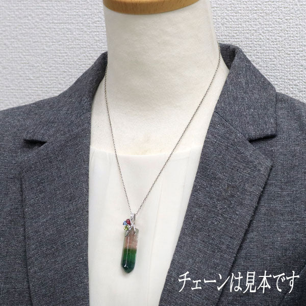K18WG バイカラートルマリン ダイヤモンド カラーストーン ペンダントトップ 26.229ct D0.03ct
