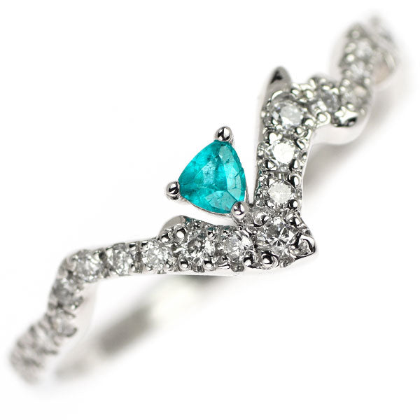 Pt900 パライバトルマリン ダイヤモンド リング 0.15ct D0.04ct