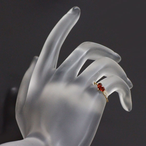 K18YG ガーネット リング 0.36ct ピンキー