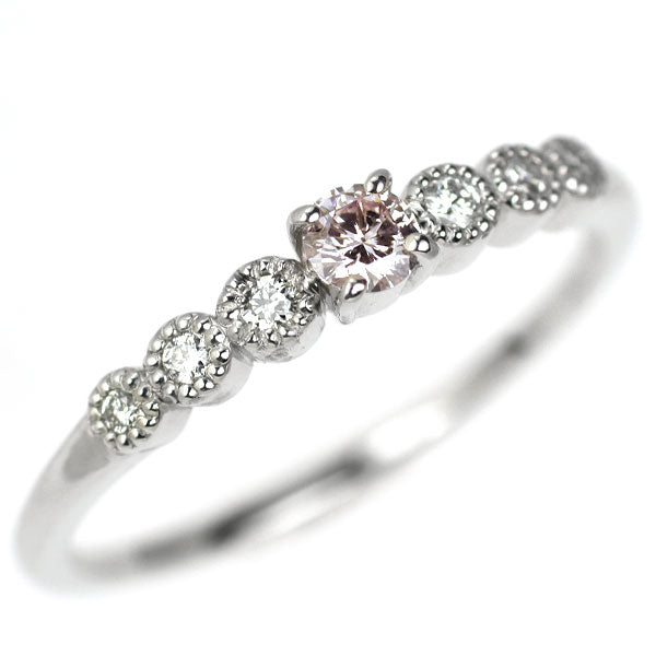 新品 希少 Pt950 天然ピンクダイヤモンド リング 0.093ct VLP I1 D0