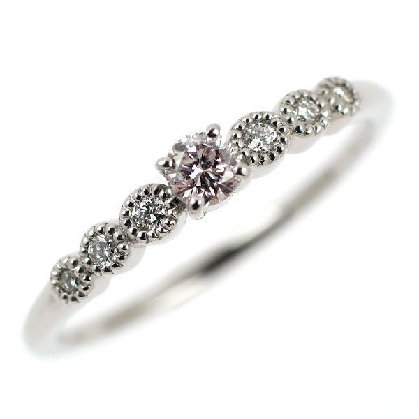 新品 希少 Pt950 天然ピンクダイヤモンド リング 0.125ct VLP I1 D0.06ct【エスコレ】