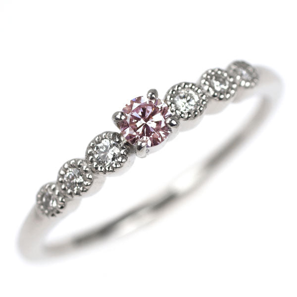 新品 Pt950 天然ピンクダイヤモンド リング 0.111ct LPP VS2 D0.06ct【エスコレ】