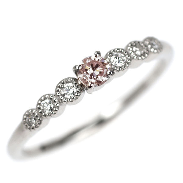 新品 Pt950 天然ピンク ダイヤモンド リング 0.111ct VLPP VS1 D0.06ct【エスコレ】