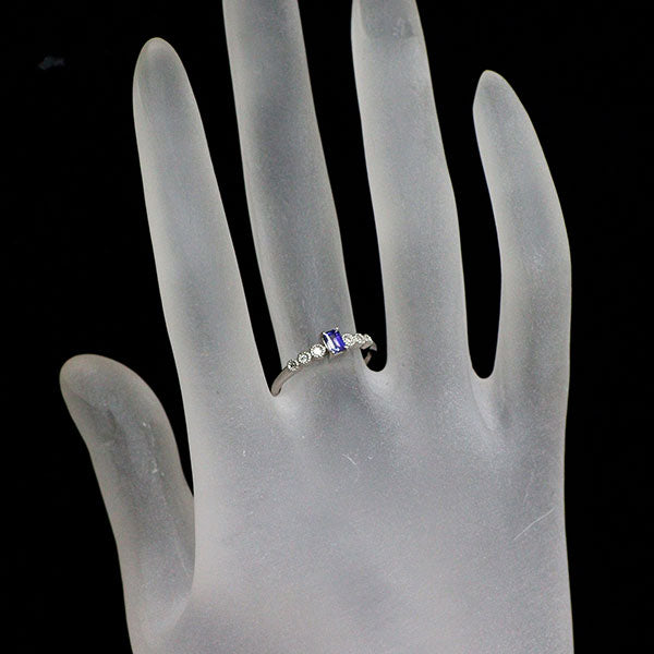 新品 Pt950 希少宝石品質 マダガスカル産単結晶デュモルチェライト ダイヤモンド リング 0.222ct D0.06ct 【エスコレ】