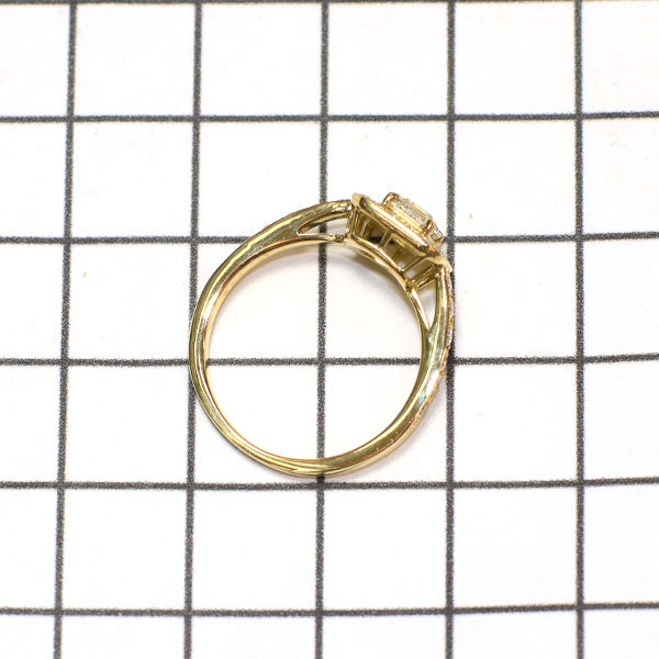 K18YG ロイヤルアッシャーカット ダイヤモンド リング 0.528ct G VS1 D0.30ct