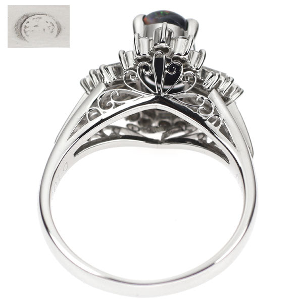 三越 Pt900 ブラック オパール ダイヤモンド リング 1.06ct D0.61ct